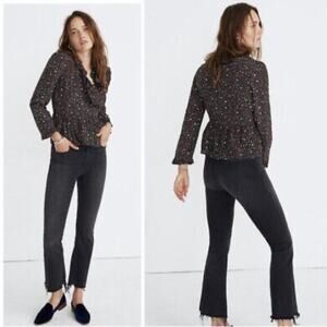 Madewell Silk‎ Ruffle-Hem Wrap Top in Starry Night XS